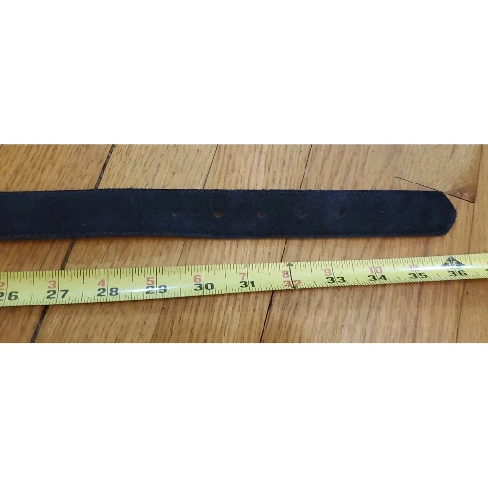 Talbots Black Genuine Leather Suede Belt Golden Buckle USA Womens M Old Money